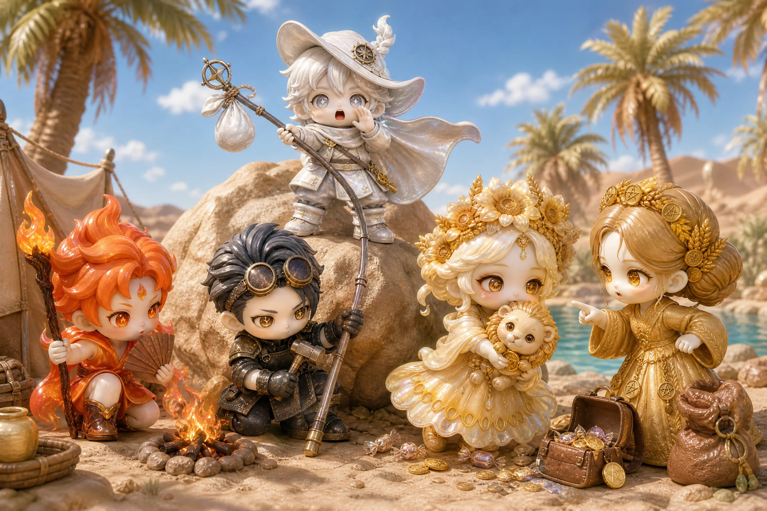 Daywalk clan characters preparing together for a journey